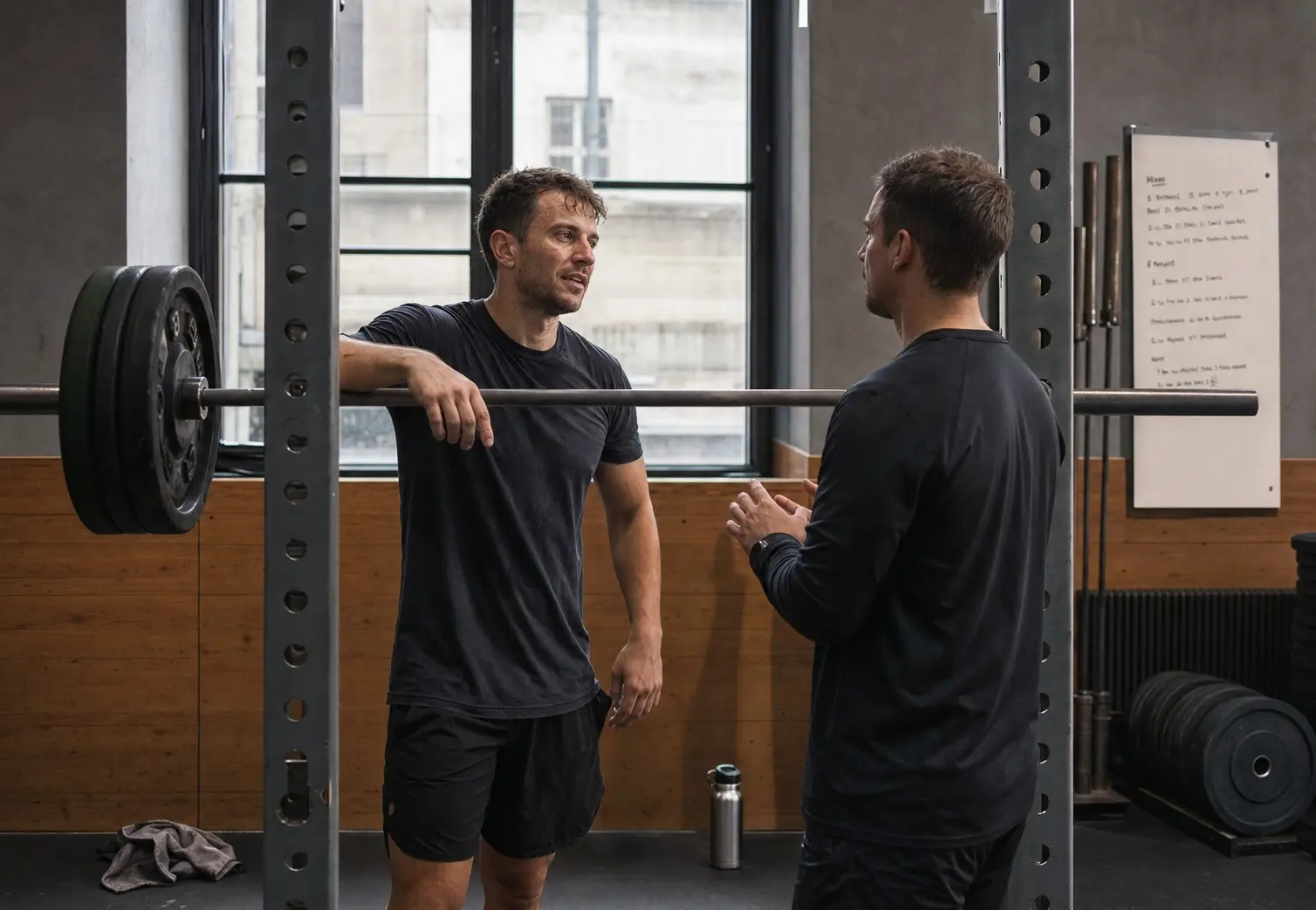 Marc mit Coach am Rack, Gespräch zwischen den Sätzen