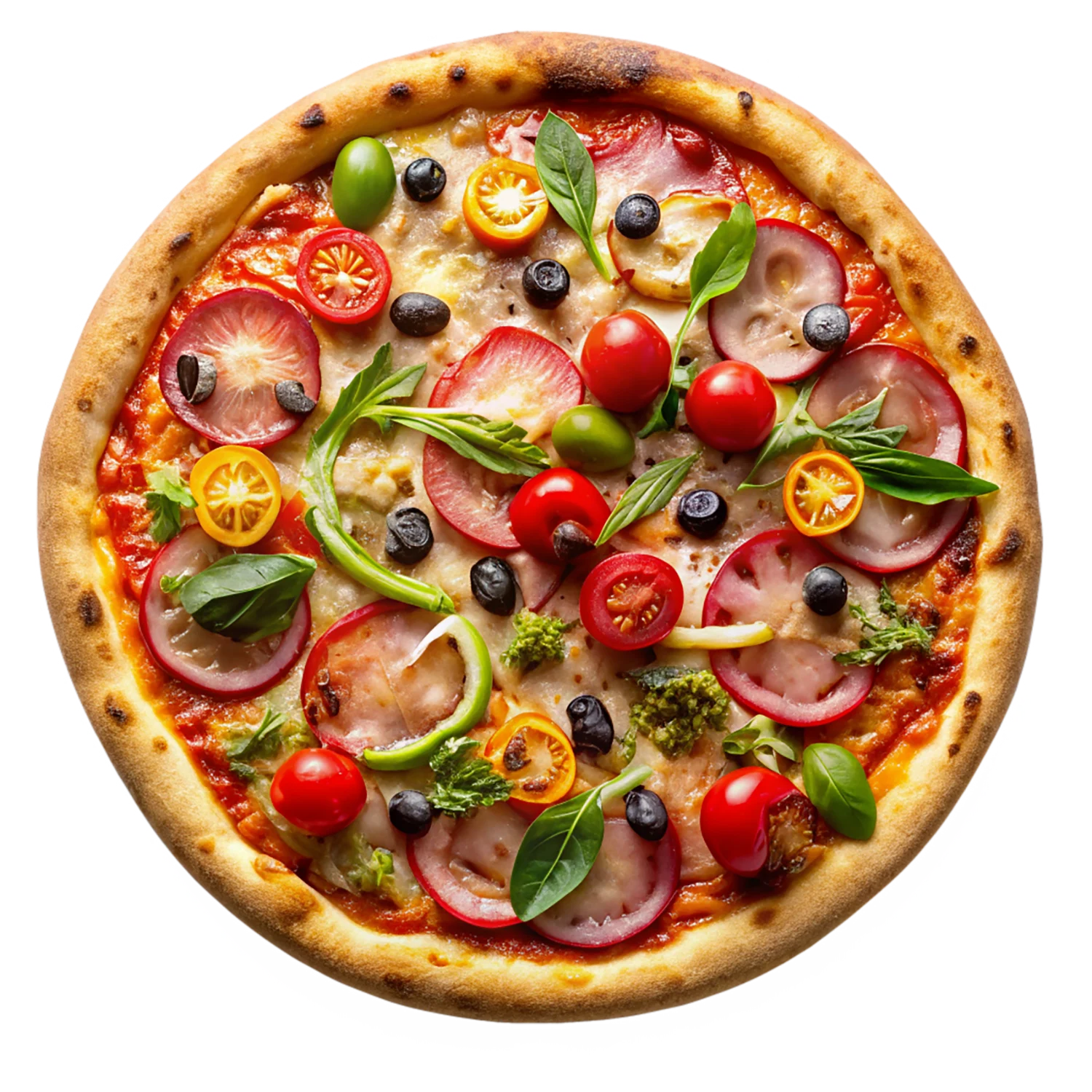 Pizza von oben, ganze Scheibe