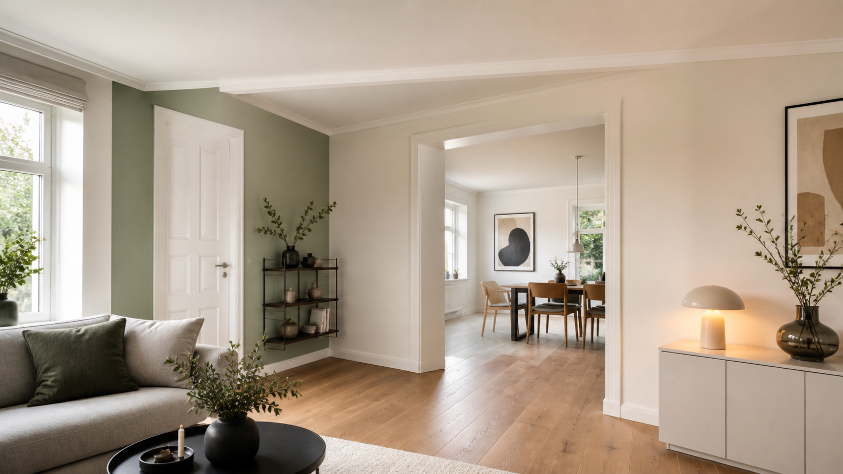 Frisch gestrichene Fassade eines Wohnhauses